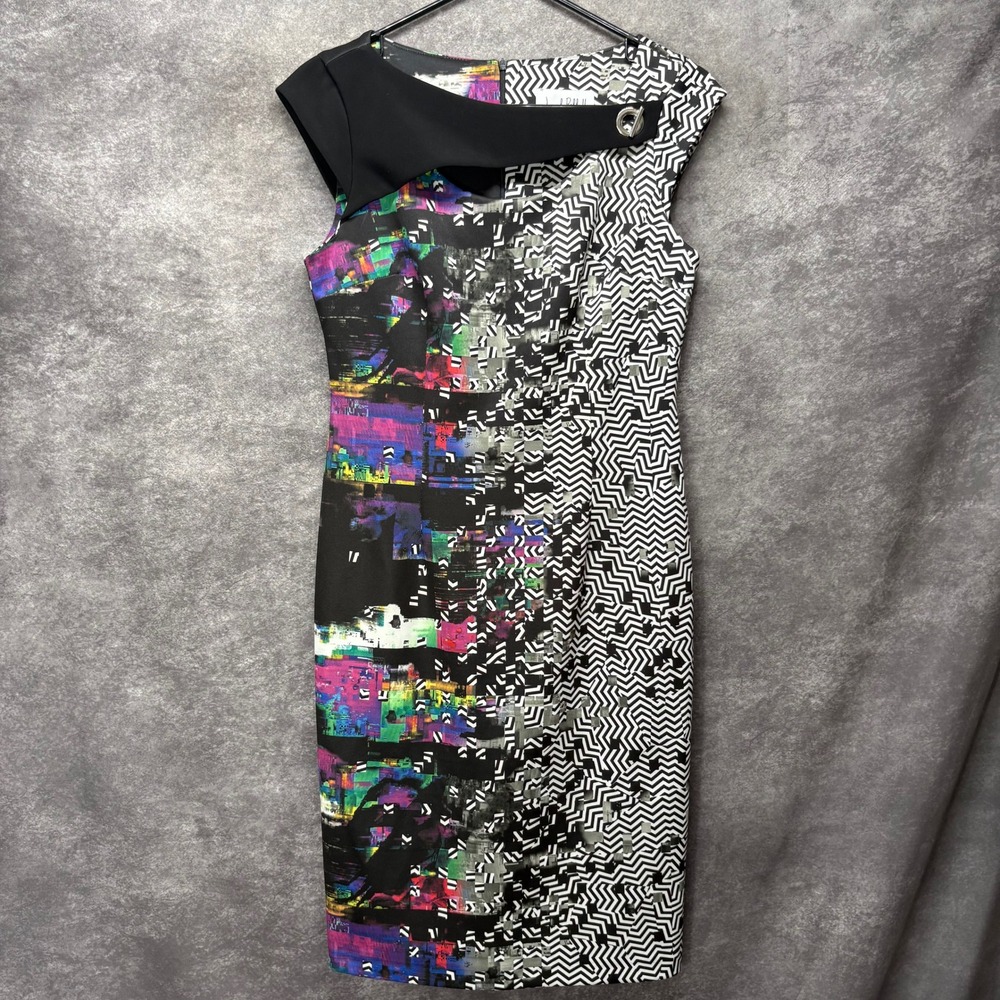 Joseph Ribkoff Abstract Geometric Mixed Print Sheath Dress Size 8 Office Career